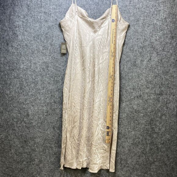 Express Slip Dress Women XL Cream Damask Satin Spaghetti Strap Adjustable - Picture 13 of 15